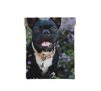 Bulldog Francés Se Encuentra En Diseño De Flores, Squeeze Top Wallet Bolsa de Almacenamiento para Mujer Monedero pequeño Bolsa de Cambio