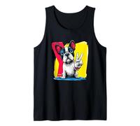 Bulldog francés Signo de Paz Retro Pop Perro Gesto gráfico Camiseta sin Mangas