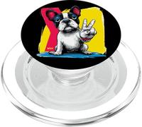 Bulldog francés Signo de Paz Retro Pop Perro Gesto gráfico PopSockets PopGrip para MagSafe