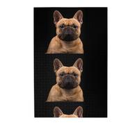 Bulldog francés sobre Fondo Negro, Rompecabezas de 1000 Piezas, Rompecabezas de Madera para Toda la Familia, decoración de Pared para Adultos y Adolescentes.