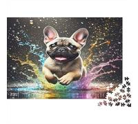 Bulldog francés Splash Rompecabezas 1000 Piezas Juego Difícil Decoración Familiar Adultos DIY Regalo Navidad Coloridos Ilustrados 52x38cm/1000pcs