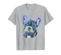 Bulldog francés Tshirt Mujeres Ropa Bulldog francés Chien Camiseta, Hombre, Gris Jaspeado, 3XL
