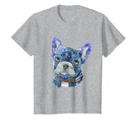 Bulldog francés Tshirt Mujeres Ropa Bulldog francés Chien Camiseta, Niños, Gris Jaspeado, 2 años