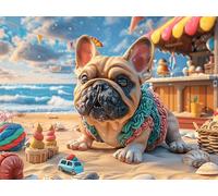 Bulldog francés vacaciones en playa Rompecabezas 500 Piezas Cartón Grueso Para Parejas criaturas cósmicas mágicas Desarrollo Habilidades Pieza Decorativa Casa Pack Completo Regalo Cumpleaños 500 PCS/5