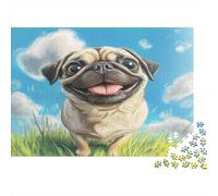 Bulldog Francese Puzzle Imposible,desafío para Adultos céu Azul Pradera Entretenimiento Creativo 1000 Piezas Obra De Arte De Juego De para Adultos Y Niños 1000pcs (75x50cm)