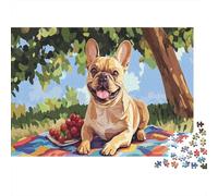 Bulldog Francese Puzzles Imposible,desafío para Adultos Cartoon Dog Juego Educativo 1000 Piezas Obra De Arte De Juego De para Adultos Y Niños Mayores De 12 Años 1000pcs (75x50cm)