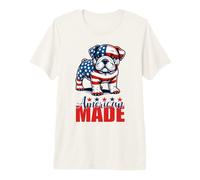 Bulldog Hecho en Estados Unidos - Día de la Independencia Patriótico USA Dog Camiseta Premium