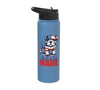 Bulldog hecho en Estados Unidos - Día de la Independencia Patriótico USA Dog Stainless Steel Insulated Water Bottle