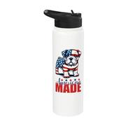Bulldog hecho en Estados Unidos - Día de la Independencia Patriótico USA Dog Stainless Steel Insulated Water Bottle
