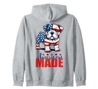 Bulldog Hecho en Estados Unidos - Día de la Independencia Patriótico USA Dog Sudadera con Capucha