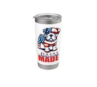 Bulldog hecho en Estados Unidos - Día de la Independencia Patriótico USA Dog Vaso térmico de acero inoxidable de doble pared