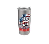 Bulldog hecho en Estados Unidos - Día de la Independencia Patriótico USA Dog Vaso térmico de acero inoxidable de doble pared
