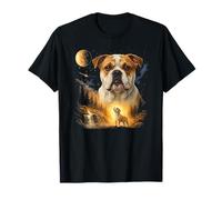 Bulldog Howling to The Moon Vintage Bulldog Lover Graphic Camiseta