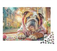 Bulldog inglés 300 Piece Fotos Bonitas Puzzle para Adultos Divertido Decoración, Juego Intelectual, Alivio del Estrés, Juego Edugatoivo, Relajación E Inteligencia (300pcs (40x28cm))