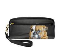 Bulldog Inglés arrodillado, Bolsa de Maquillaje Bolsa de cosméticos Bolsa de Aseo de Viaje portátil Estuche de Cuero para Mujeres y niñas