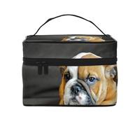 Bulldog Inglés arrodillado, Bolsa de Maquillaje Bolsa de cosméticos Bolsa de Aseo de Viaje portátil Estuche para lápices