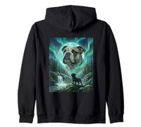 Bulldog Inglés Aurora Boreal Northern Lights Dog Sudadera con Capucha