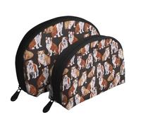 Bulldog inglés, Bolsa de Maquillaje de Concha, Monedero pequeño para Mujer, Bolsa de artículos de tocador, Bolsa de cosméticos, 2 Piezas