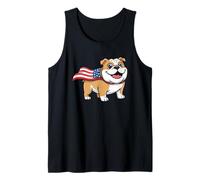 Bulldog inglés con una Bandana de la Bandera Estadounidense Camiseta sin Mangas