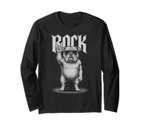 Bulldog Inglés Música Rock Retro Vintage Perro Amante Manga Larga