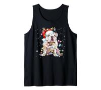 Bulldog Inglés Navidad Luz Cachorro Perro Navidad Divertido Camiseta sin Mangas
