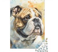 Bulldog Inglés Puzzle Acuarela Perro para Adultos Y Niños, 1000 Piezas De Diversión En Familia, Un Desafío Emocionante para La Noche De Juegos 70x50cm/1000pcs