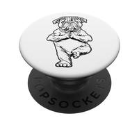 Bulldog Inglés Yoga Cachorro Perros Divertidos Árbol Pose Vrikshasana PopSockets PopGrip Adhesivo