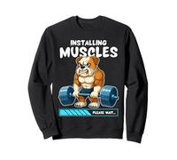 Bulldog Instalando Músculos Gimnasio Entrenamiento con Sudadera