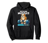 Bulldog Instalando Músculos Gimnasio Entrenamiento con Sudadera con Capucha