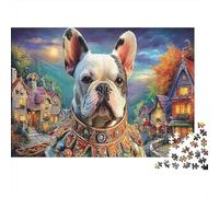 Bulldog Jigsaw Puzzles for Adults French Bulldog with Collar Educational Games for The Whole Family Women 70x50cm/1000pcs