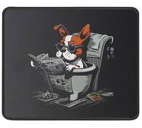Bulldog Leyendo El Periódico En El Inodoro del Baño. Perro Gracioso. Mouse Pad Bordes Cosidos Alfombrilla De Escritorio Lavable Mousepad para Pc Hogar Gaming 25X30Cm