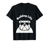 Bulldog Life Cool Gafas de Sol con Texto Curvado para Perro Camiseta