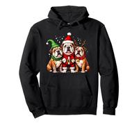 Bulldog Navidad Perros Divertido Santa Reno Elfo Vacaciones Sudadera con Capucha