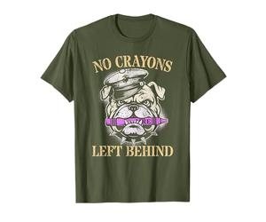 Bulldog NO Crayons Izquierdo Tras Troop Crew Military Grunt Camiseta