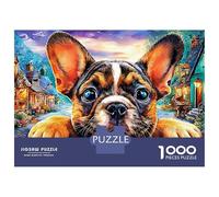 Bulldog Paquete Bulldog francés espiando Rompecabezas Cartón Premium 1000 Piezas, Desafío Educativo Adultos, Alivio Estrés, Regalo, Actividad Familiar 38x26cm/1000pcs