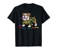 Bulldog Powered by Crayons Boot Camp MRE Eater Grunt Dog Dad Camiseta