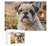 Bulldog Puzzle 300 Piezas Obra De Arte 3D Linda Mascota Rompecabezas Impossible para Adultos Y Niñas A 14 Años Desafío Intelectual DIY Moderno Familiar 300 PCS