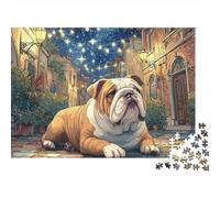 Bulldog Puzzle de 1000 Piezas Papel para Adultos Callejón Nocturno Juego de Puzzle 1000 Piezas Hogar Relajación 38x26cm/1000pcs