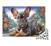 Bulldog Puzzle for The Whole Family French Bulldog with Serious Look for Women, Gifts for Men Adults & Kids 52x38cm/1000pcs