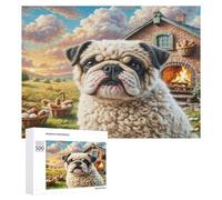 Bulldog Puzzles 500 Piezas Obra De Arte 3D Familiar Rompecabezas Colorido para Adultos Y Niños A 12 Años DIY Moderno Aliviar Estrés 500 PCS