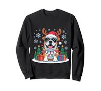 Bulldog - Reno navideño con Sombrero Rojo de Papá Noel y Cuernos Sudadera
