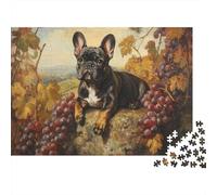 Bulldog Rompecabezas Imposible,desafío for Adults Oil Painting Grapes Juego Educativo 1000 Piezas Obra De Arte De Juego De para Adultos Y Niños 1000pcs (75x50cm)