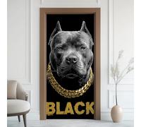 Bulldog Simplicity - Adhesivo decorativo para pared, diseño de pared con cadena dorada, vinilo de 80 x 200 cm
