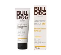 BULLDOG SKINCARE Anytime Daily UV Moisturiser SPF 50 para hombres 75 ml, extracto de semilla de cártamo, protege e hidrata la piel, adecuado para todas las pieles