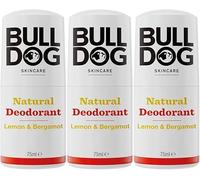 BULLDOG SKINCARE - Desodorante natural de limón y bergamota para hombre, 75 ml, paquete de 3