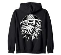 Bulldog Soldado Blackwork Tatuaje Tradicional Flash Sudadera con Capucha