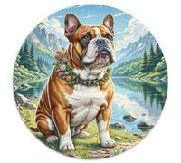 Bulldog Terrier 1000p Rompecabezas Redondo Adultos-Niños Wildtiere Circular Puzzle Niños: Infantil Imposible 3D CKunstón Juego Familiar 1000pcs (67.5x67.5cm)