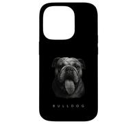Bulldog Tongue Out Graphic Vintage Raza de perro blanco y negro Carcasa para iPhone 14 Pro