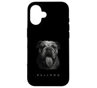 Bulldog Tongue Out Graphic Vintage Raza de perro blanco y negro Carcasa para iPhone 16