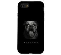 Bulldog Tongue Out Graphic Vintage Raza de perro blanco y negro Carcasa para iPhone SE (2020) / 7 / 8